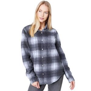 NWT Dylan Los Angeles Blue Plaid Cozy Fleece Button Front Shirt